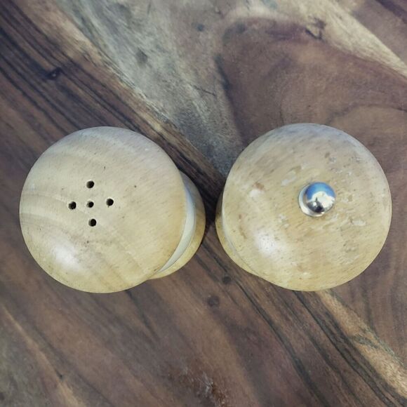 Vintage M&S Salt Shaker & Pepper Mill / Grinder Ceramic Wood Marks & Spencer - Picture 3 of 4